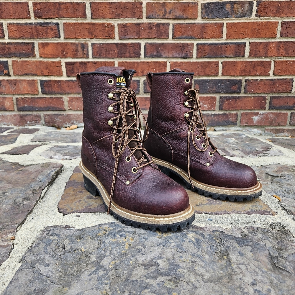 Carolina Elm 8" Steel Toe Logger boots (6.5 WIDE)
